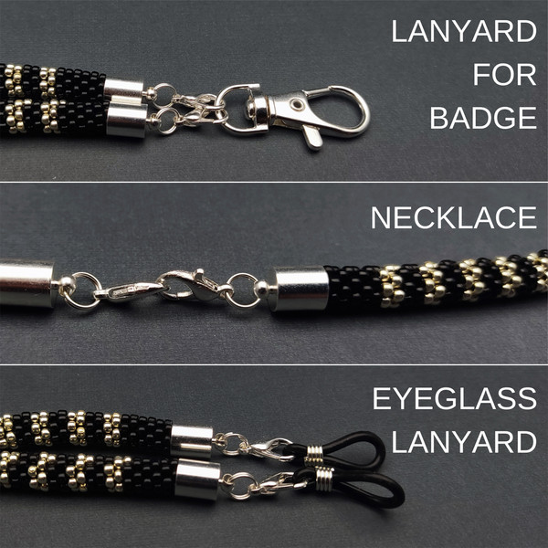 Keychain and ID card holder lanyard with loops for eyeglasses