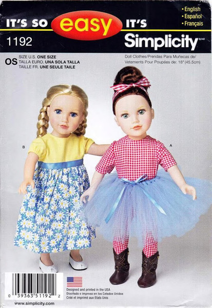 Simplicity 1192 - 18 inch (45.5 cm) doll clothes sewing patterns.jpg