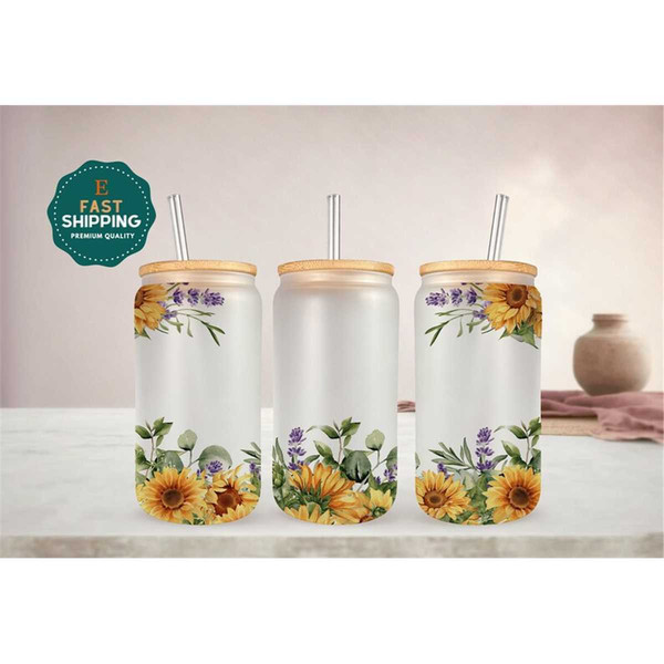 Wildflower Iced Coffee Cup with Lid & Straw, 16oz Tumbler, Cute Boho Iced Coffee  Glass