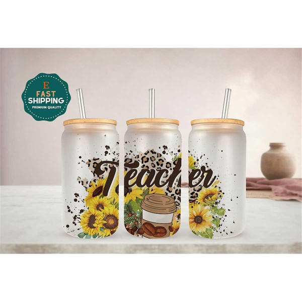 Teacher Sunflower Glass Cup, Teacher Iced Coffee Cup, Cute T - Inspire  Uplift