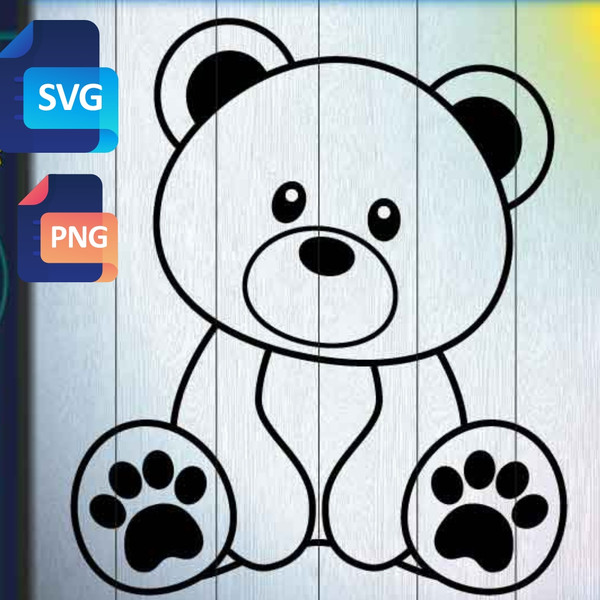 Teddy Bear SVG free, Cute Bear Coloring page svg, Bear outline svg
