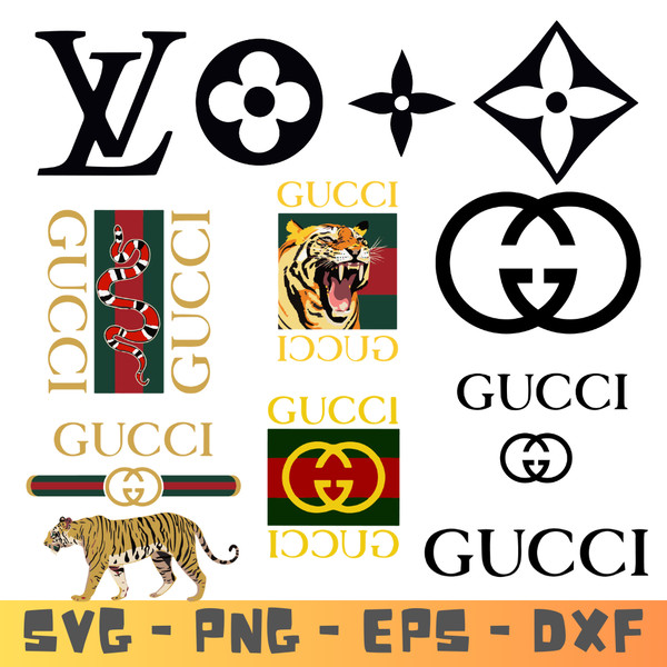 Gucci Chanel Louis Vuitton Logo Bundle Svg, Brand Svg - Inspire Uplift