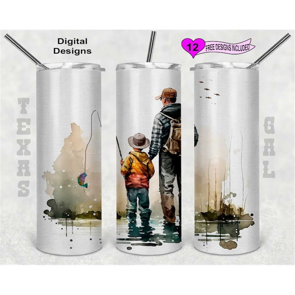 Dad And Son Tumbler Wrap, Watercolor Tumbler Wrap, 20 oz Ski - Inspire  Uplift