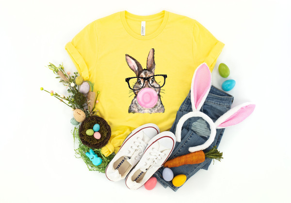 Bunny with Leopard Glasses shirt, Easter shirt, Easter bunny graphic tee, Easter shirts for women,Ladies Easter Bunny,Bubble Gum Bunny Tee - 2.jpg