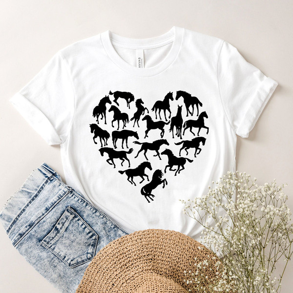 Horse Heart Shirt, Horse Lover Tee, Horses Heart T-Shirt, Horse Lover Gift, Horse Silhouette Shirt, Equestrian Tee, Gift For Horse Owner - 1.jpg