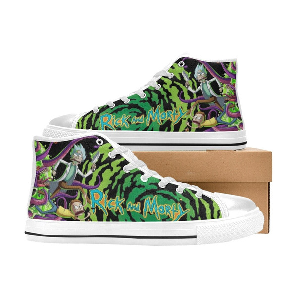 Rick And Morty Custom Adults High Top Canvas Shoes for Fan, Women and Men, Rick And Morty High Top Canvas Shoes