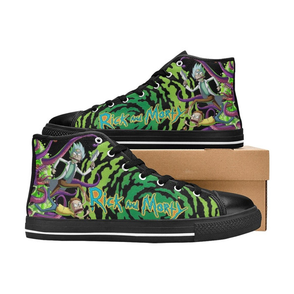 Rick And Morty Custom Adults High Top Canvas Shoes for Fan, Women and Men, Rick And Morty High Top Canvas Shoes