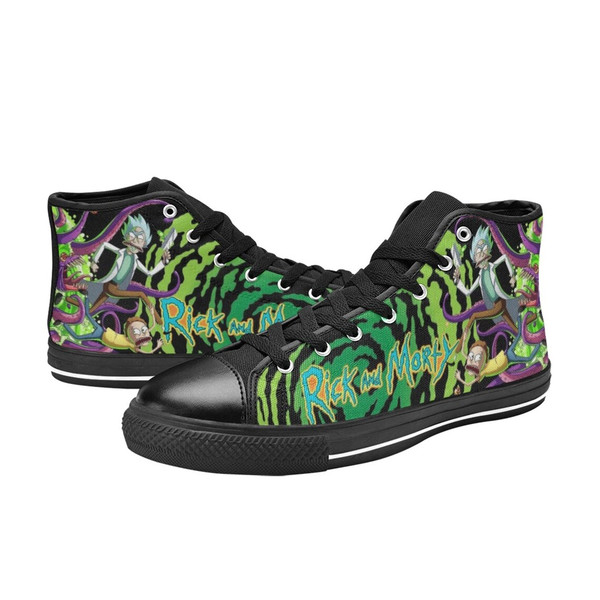 Rick And Morty Custom Adults High Top Canvas Shoes for Fan, Women and Men, Rick And Morty High Top Canvas Shoes