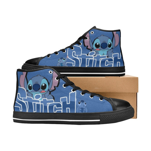 Stitch Custom Adults High Top Canvas Shoes for Fan, Women and Men, Stitch High Top Canvas Shoes, Stitch Sneaker