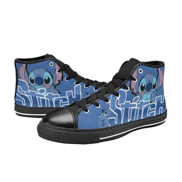 Stitch Custom Adults High Top Canvas Shoes for Fan, Women and Men, Stitch High Top Canvas Shoes, Stitch Sneaker