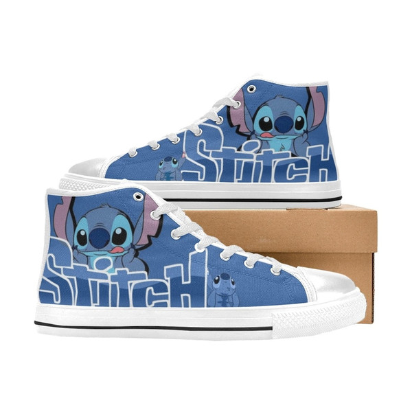 Stitch Custom Adults High Top Canvas Shoes for Fan, Women and Men, Stitch High Top Canvas Shoes, Stitch Sneaker