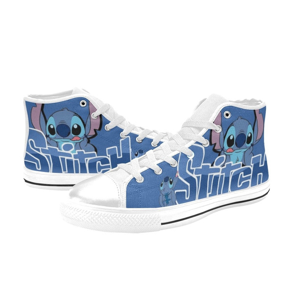 Stitch Custom Adults High Top Canvas Shoes for Fan, Women and Men, Stitch High Top Canvas Shoes, Stitch Sneaker