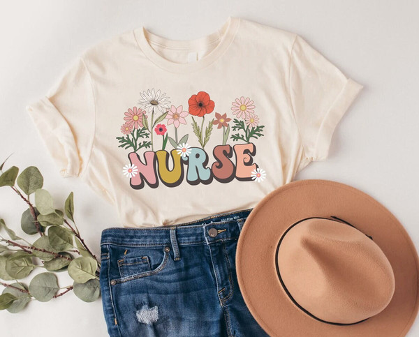 Nurse Shirt, Nurse Tee, Wild Flowers Nurse Shirt, Nurse Gift, Nurse Lover - 1.jpg