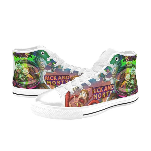 Rick And Morty Custom Adults High Top Canvas Shoes for Fan, Women and Men, Rick And Morty High Top Canvas Shoes