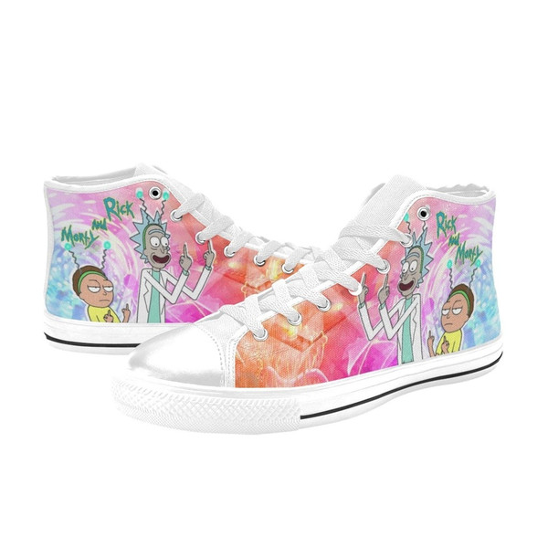 Rick And Morty Custom Adults High Top Canvas Shoes for Fan, Women and Men, Rick And Morty High Top Canvas Shoes