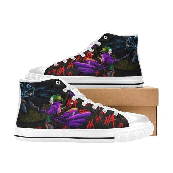 Joker And Batman Custom Adults High Top Canvas Shoes for Fan, Women and Men, Joker And Batman High Top Canvas Shoes