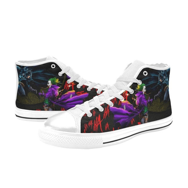 Joker And Batman Custom Adults High Top Canvas Shoes for Fan, Women and Men, Joker And Batman High Top Canvas Shoes