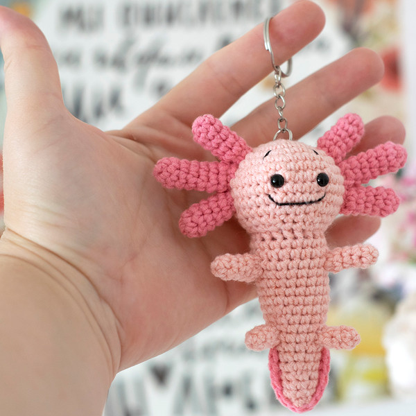 Axolotl crochet pattern in English, tutorial amigurumi kawai