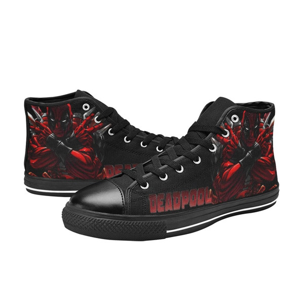 Deadpool Custom Adults High Top Canvas Shoes for Fan, Women and Men, Deadpool High Top Canvas Shoes, Deadpool Sneaker