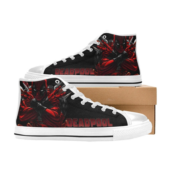 Deadpool Custom Adults High Top Canvas Shoes for Fan, Women and Men, Deadpool High Top Canvas Shoes, Deadpool Sneaker