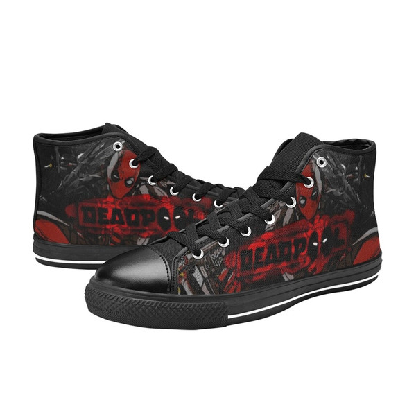 Deadpool Custom Adults High Top Canvas Shoes for Fan, Women and Men, Deadpool High Top Canvas Shoes, Deadpool Sneaker