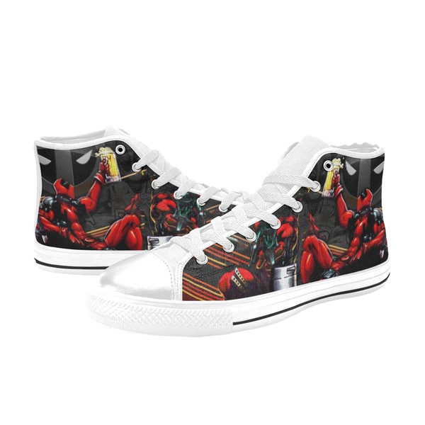 Deadpool Custom Adults High Top Canvas Shoes for Fan, Women and Men, Deadpool High Top Canvas Shoes, Deadpool Sneaker