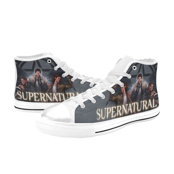 Supernatural Horror Movies Themed Custom Adults High Top Canvas Shoes for Fan, Women and Men, High Top Canvas Shoes