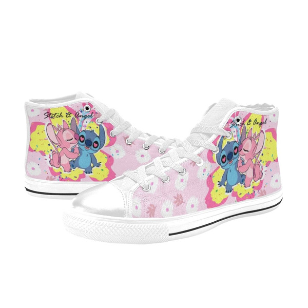 Stitch & Angel High Top Shoes, Stitch and Angel converse, Custom