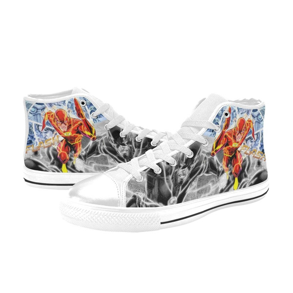 The Flash High Top Canvas Shoes for Fan, Women and Men, The Flash High Top Canvas Sneaker, The Flash Marvel Sneaker