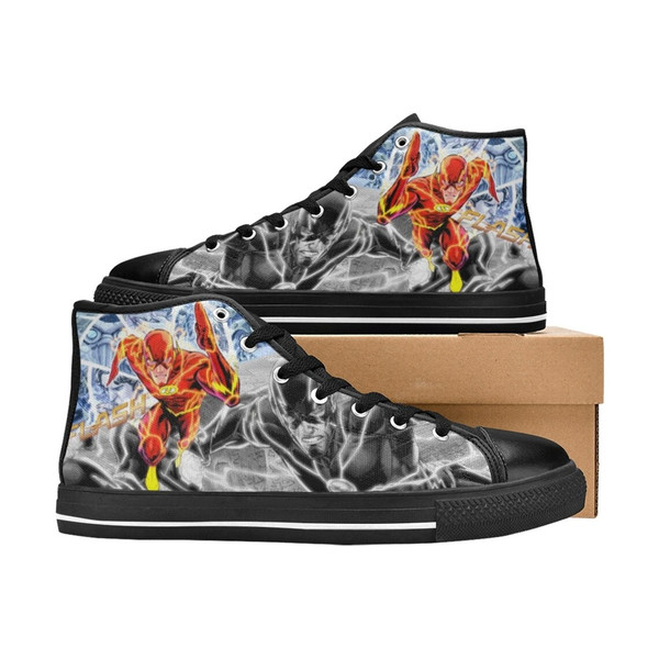 The Flash High Top Canvas Shoes for Fan, Women and Men, The Flash High Top Canvas Sneaker, The Flash Marvel Sneaker