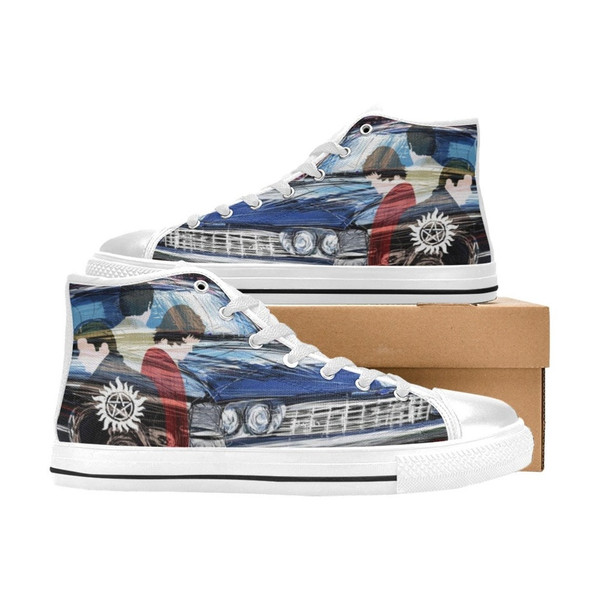 Supernatural Horror Movies Themed Top Canvas Shoes for Fan, Women and Men, Supernatural Horror High Top Canvas Shoes