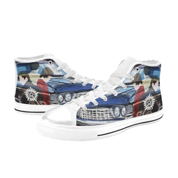 Supernatural Horror Movies Themed Top Canvas Shoes for Fan, Women and Men, Supernatural Horror High Top Canvas Shoes