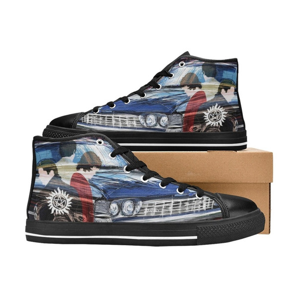 Supernatural Horror Movies Themed Top Canvas Shoes for Fan, Women and Men, Supernatural Horror High Top Canvas Shoes