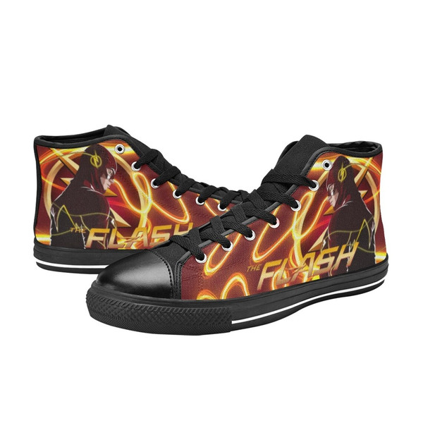 The Flash Top Canvas Shoes for Fan, Women and Men, The Flash High Top Canvas Shoes, The Flash DC Comics Sneaker