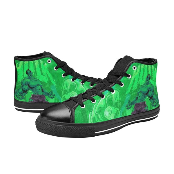 Hulk High Canvas Shoes for Fan, Women and Men, Hulk High Top Canvas Shoes, Hulk Marvel Shoes, Hulk Marvel Sneaker