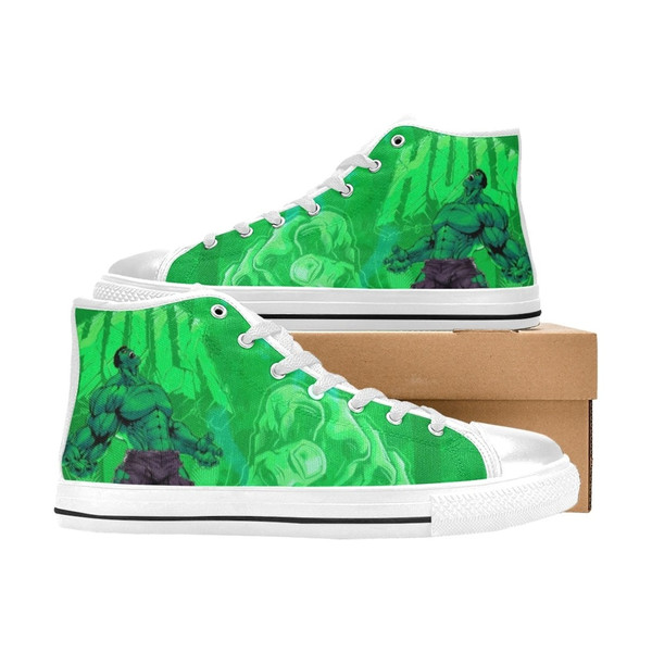 Hulk High Canvas Shoes for Fan, Women and Men, Hulk High Top Canvas Shoes, Hulk Marvel Shoes, Hulk Marvel Sneaker