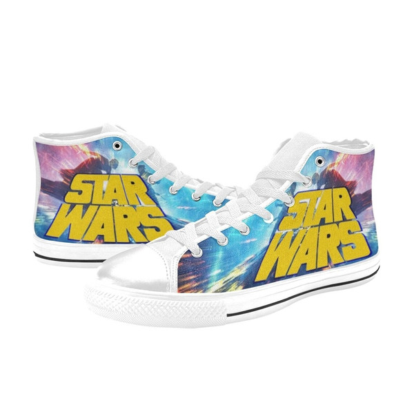 Star Wars Logo High Canvas Shoes for Fan, Women and Men, Star Wars Logo High Top Canvas Shoes, Star Wars Logo Shoes