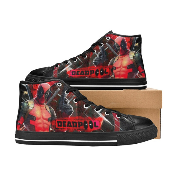 Deadpool High Canvas Shoes for Fan, Women and Men, Deadpool Marvel High Top Canvas Shoes, Deadpool Marvel Sneaker