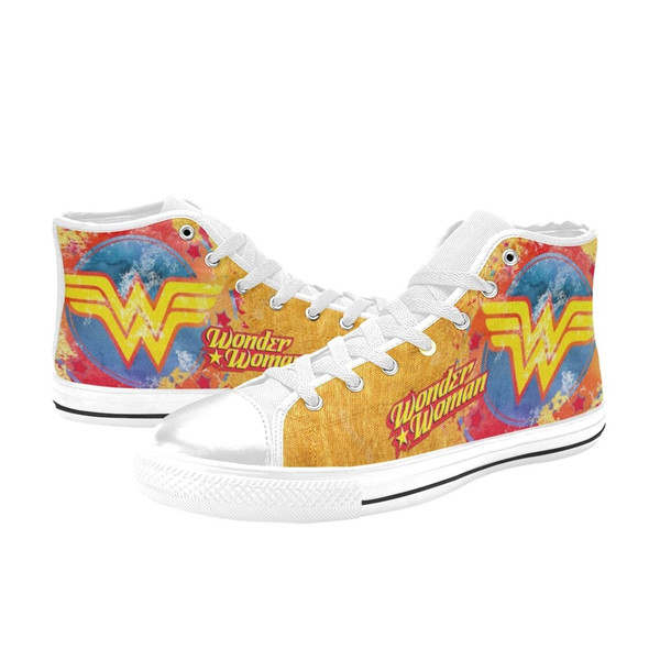 Wonder Woman High Canvas Shoes for Fan, Women and Men, Wonder Woman High Top Canvas Shoes, Wonder Woman DC Comics Shoes