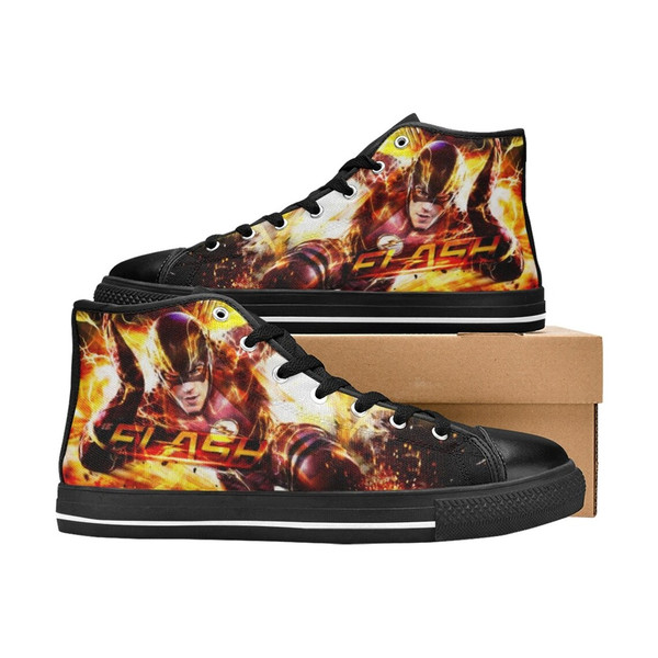 The Flash High Canvas Shoes for Fan, Women and Men, The Flash High Top Canvas Shoes, The Flash DC Comics Sneaker