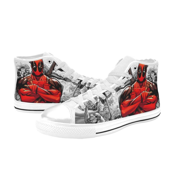 Deadpool High Canvas Shoes for Fan, Women and Men, Deadpool Sneaker, Deadpool Marvel Sneaker, Deadpool Shoes, Deadpool