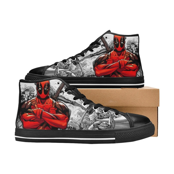 Deadpool High Canvas Shoes for Fan, Women and Men, Deadpool Sneaker, Deadpool Marvel Sneaker, Deadpool Shoes, Deadpool