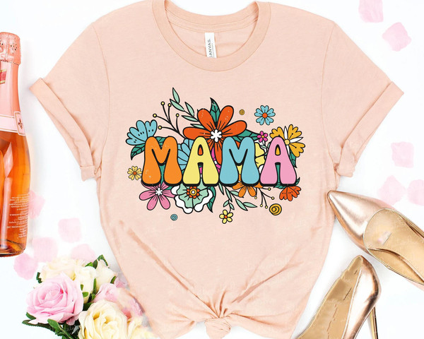 Retro 70s Floral Mama Shirt  Mama Flower T-shirt  Mother's Day 2023  Gift For Mom  Flower Shirt For Mom  Mom Shirt For Mother Day - 3.jpg