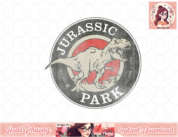 Jurassic Park T-Rex The Park Opens Circle Logo png, instant download.jpg