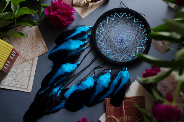 turquoise blue and black dream catcher 2.jpg