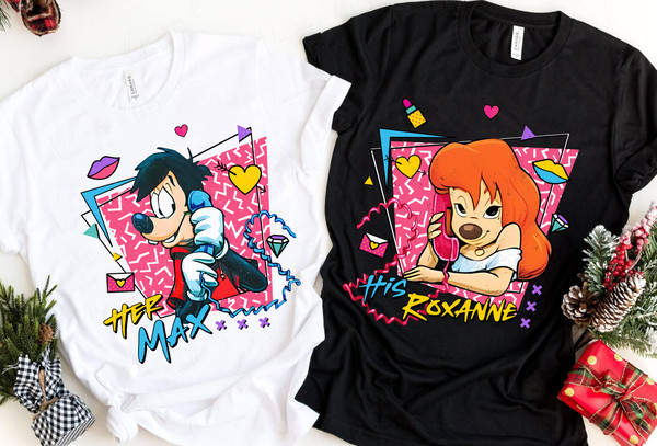 Retro 90s Max and Roxanne Valentine Couple Matching Shirt  A Goofy Movie T-shirt  Walt Disney World Tee  Disneyland Gift for Him Her - 1.jpg
