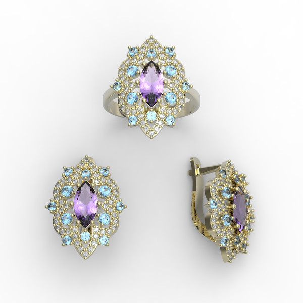 3d model of a jewelry ring and earrings with a large gemstone for printing (1).jpg