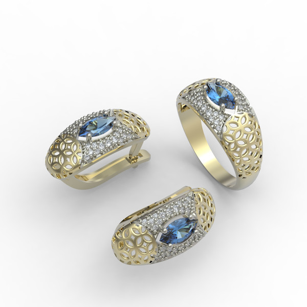 3d model of a jewelry ring and earrings with a large gemstone for printing (4).jpg