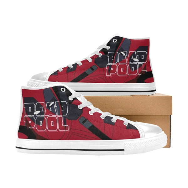 Deadpool High Canvas Shoes for Fan, Women and Men, Deadpool High Canvas Shoes, Deadpool Marvel Sneaker, Deadpool Marvel