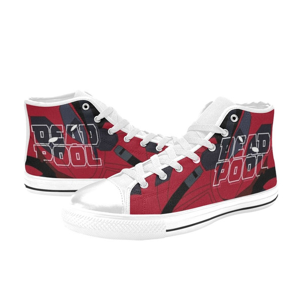 Deadpool High Canvas Shoes for Fan, Women and Men, Deadpool High Canvas Shoes, Deadpool Marvel Sneaker, Deadpool Marvel